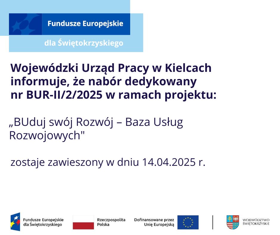 Zdjęcie artykułu ZAWIESZENIE NABORU DEDYKOWANEGO nr BUR-II/2/2025  DLA STUDENTÓW STUDIÓW STACJONARNYCH (DZIENNYCH) w dniu 14.04.2025 r.