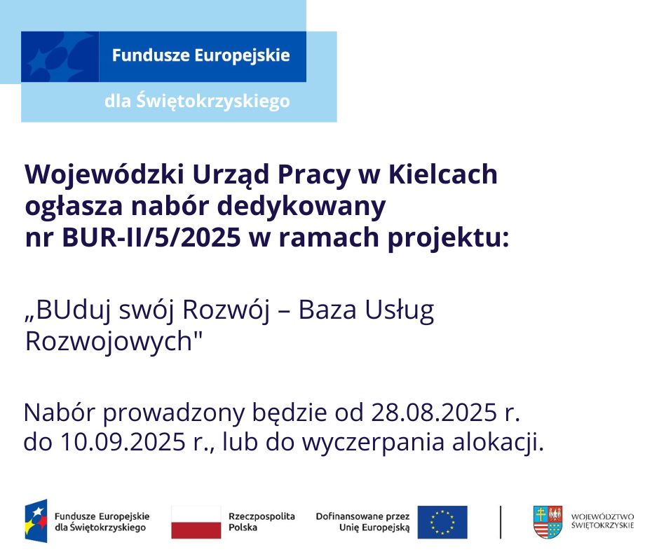 Zdjęcie artykułu Nabór BUR-II/5/2025 - DEDYKOWANY działanie 10.9 DLA OSÓB INDYWIDUALNYCH