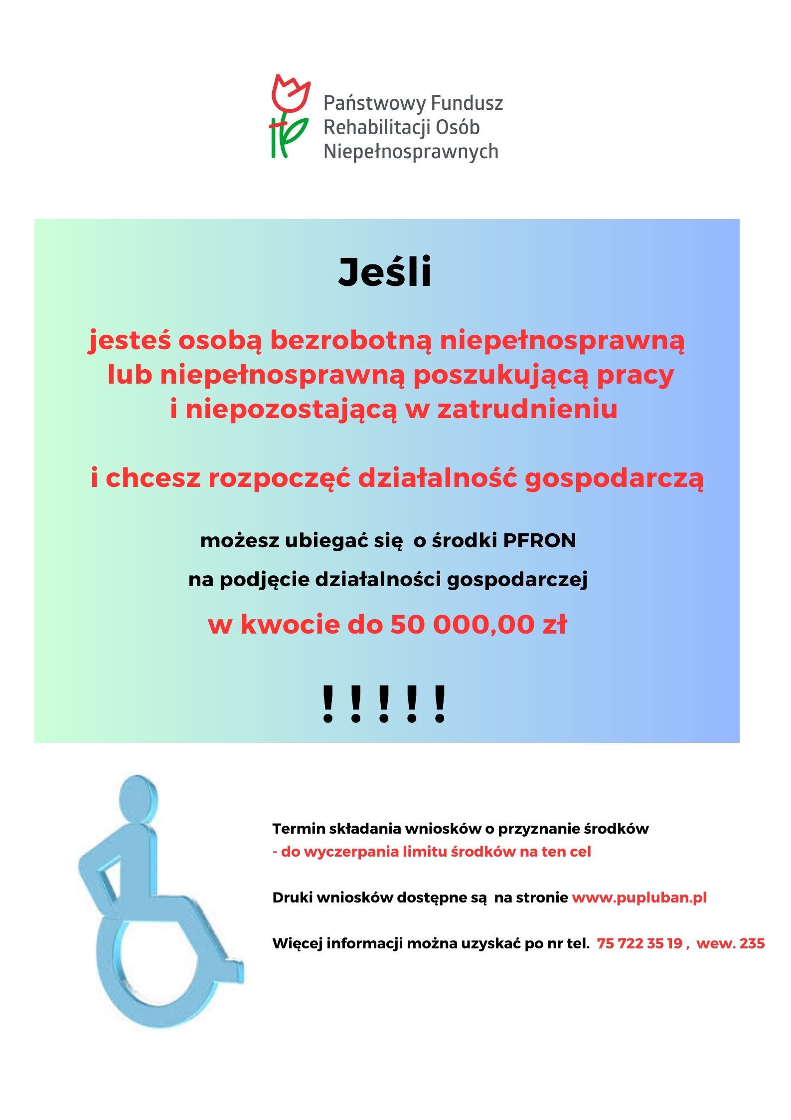 Zdjęcie artykułu Środki PFRON na podjęcie działalności gospodarczej - ogłoszenie naboru