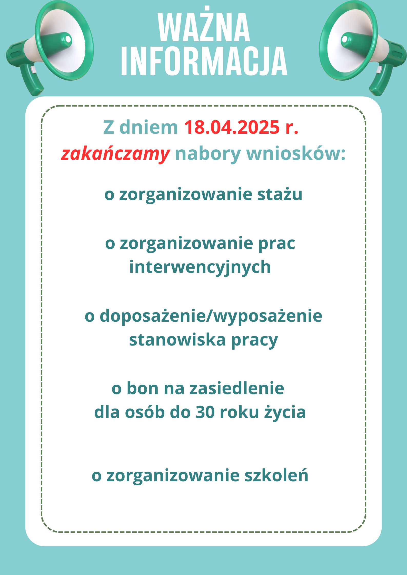 Zdjęcie artykułu Informacja o zakończeniu naboru wniosków
