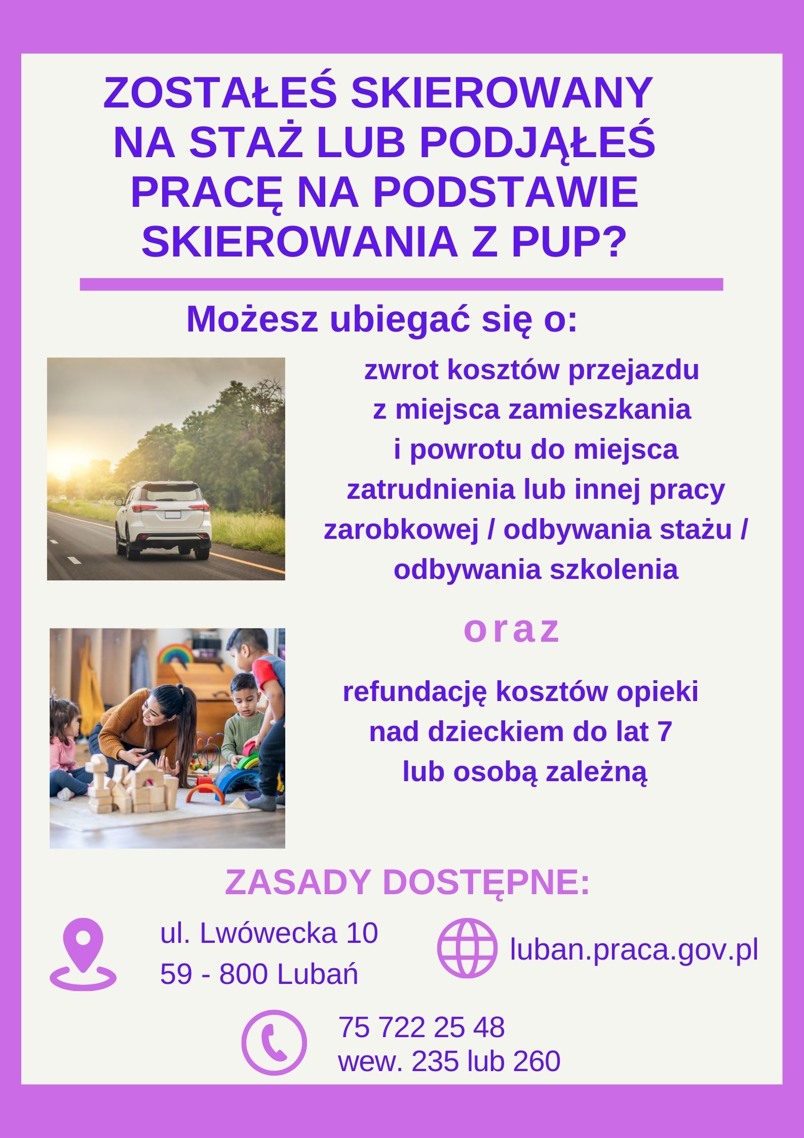 Zdjęcie artykułu Informacja nt. zwrotu kosztów przejazdu oraz refundacji kosztów opieki nad dzieckiem do lat 7 lub osobą zależną
