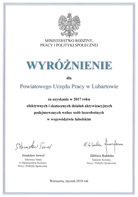 Wyróżnienie MRPiPS