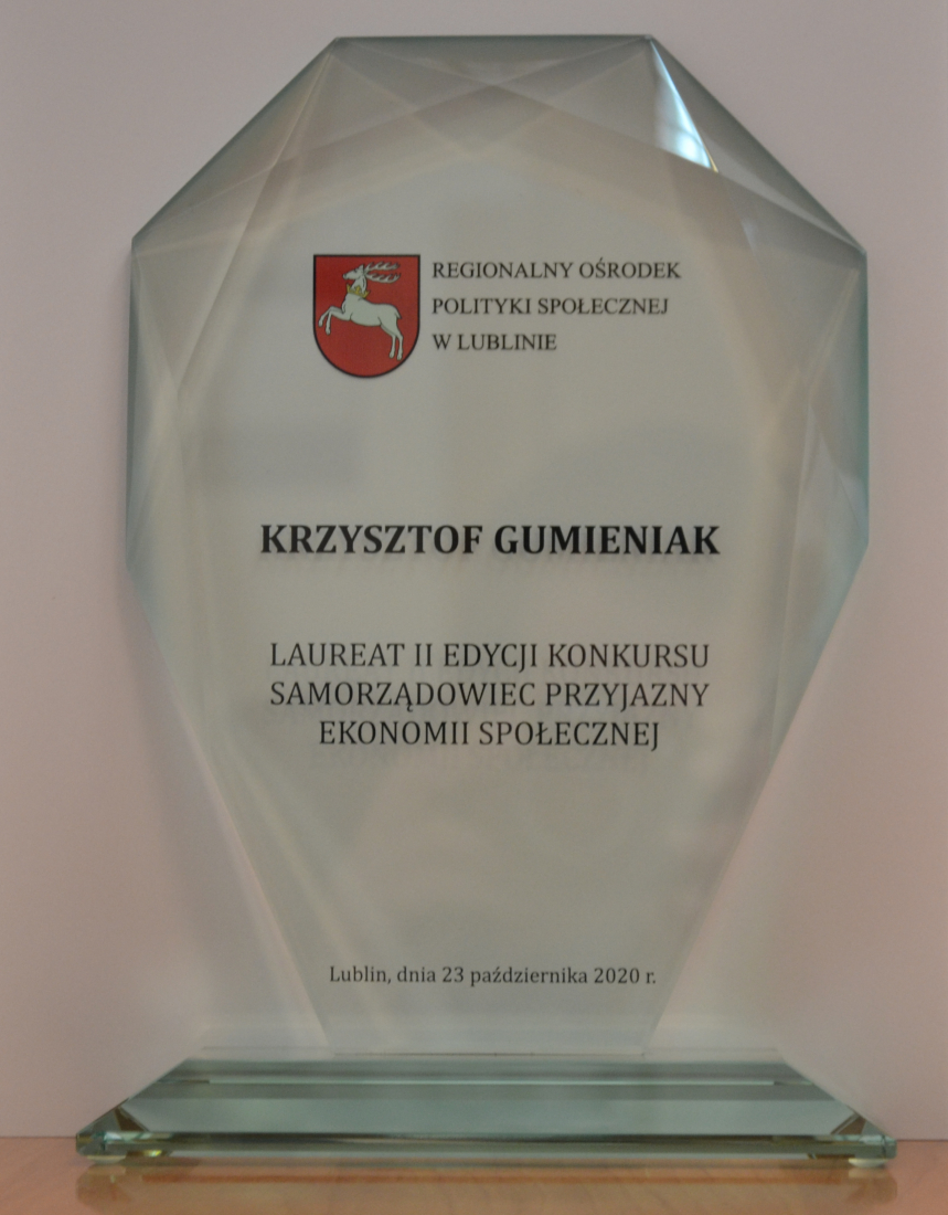 Laureat II edycji konkursu samorządowiec przyjazny ekonomii społecznej
