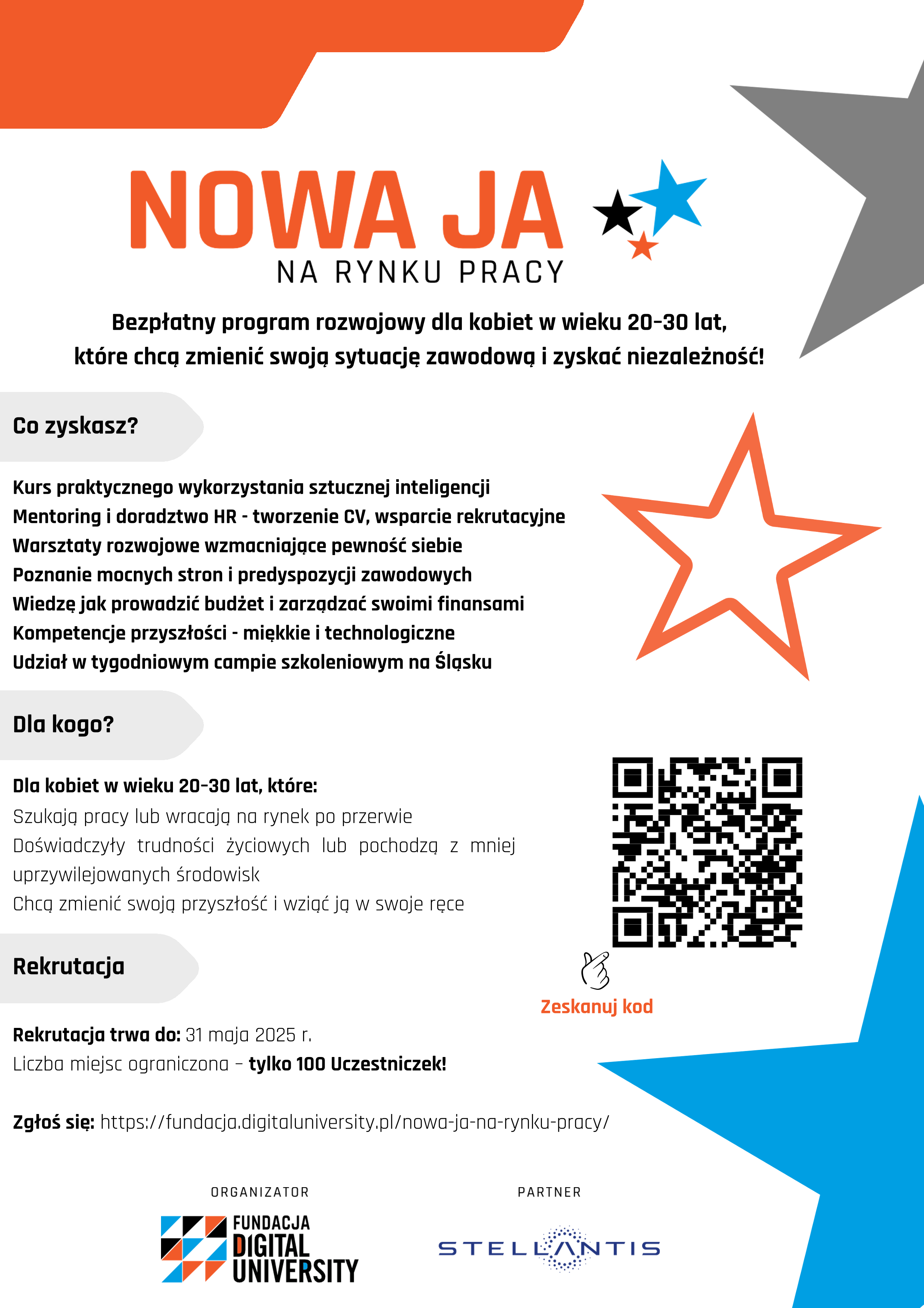 Zdjęcie artykułu NOWA JA NA RYNKU PRACY - Bezpłatny program rozwojowy dla kobiet w wieku 20–30 lat, które chcą zmienić swoją sytuację zawodową i zyskać niezależność!