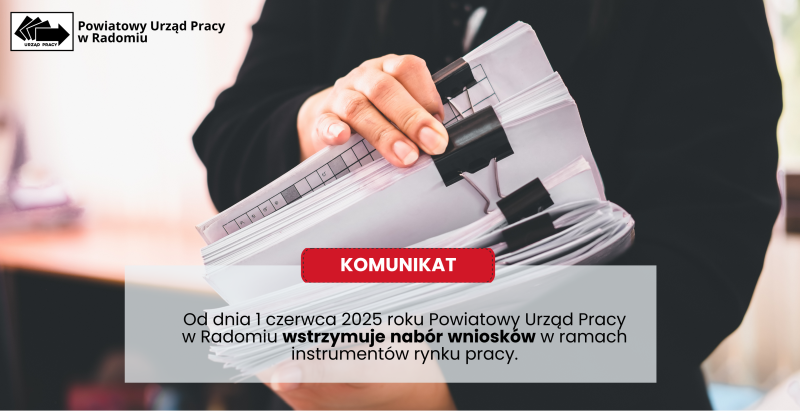 Zdjęcie artykułu Wstrzymanie naboru wniosków od 1 czerwca br.