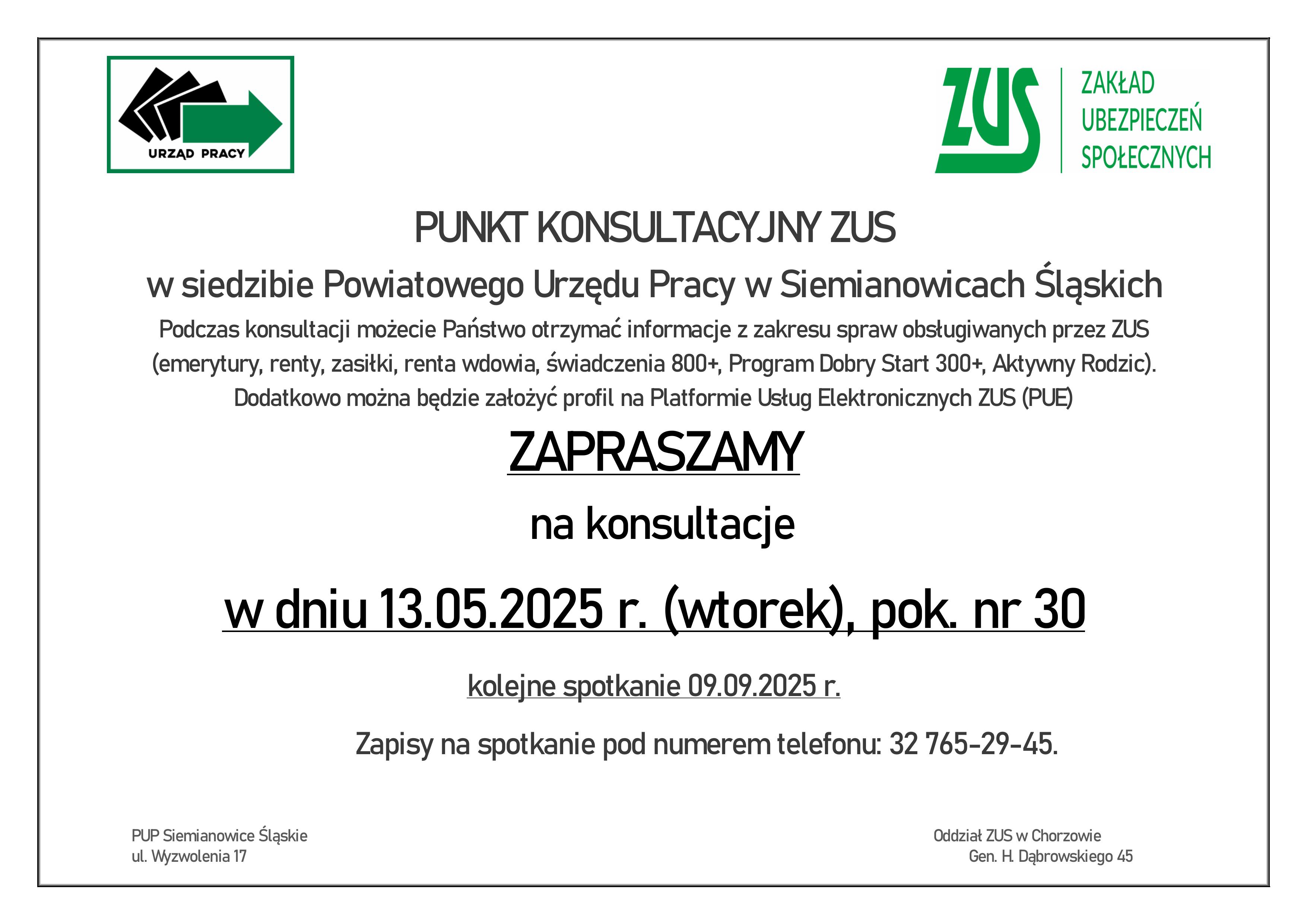Obrazek dla: PUNKT KONSULTACYJNY ZUS