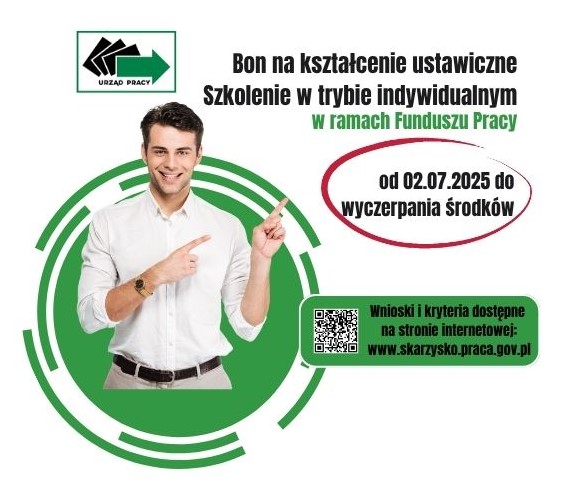 Zdjęcie artykułu Zapraszamy do składania Wniosków o przyznanie Bonu na kształcenie ustawiczne oraz sfinansowanie wybranego szkolenia w ramach środków Funduszu Pracy na rok 2025