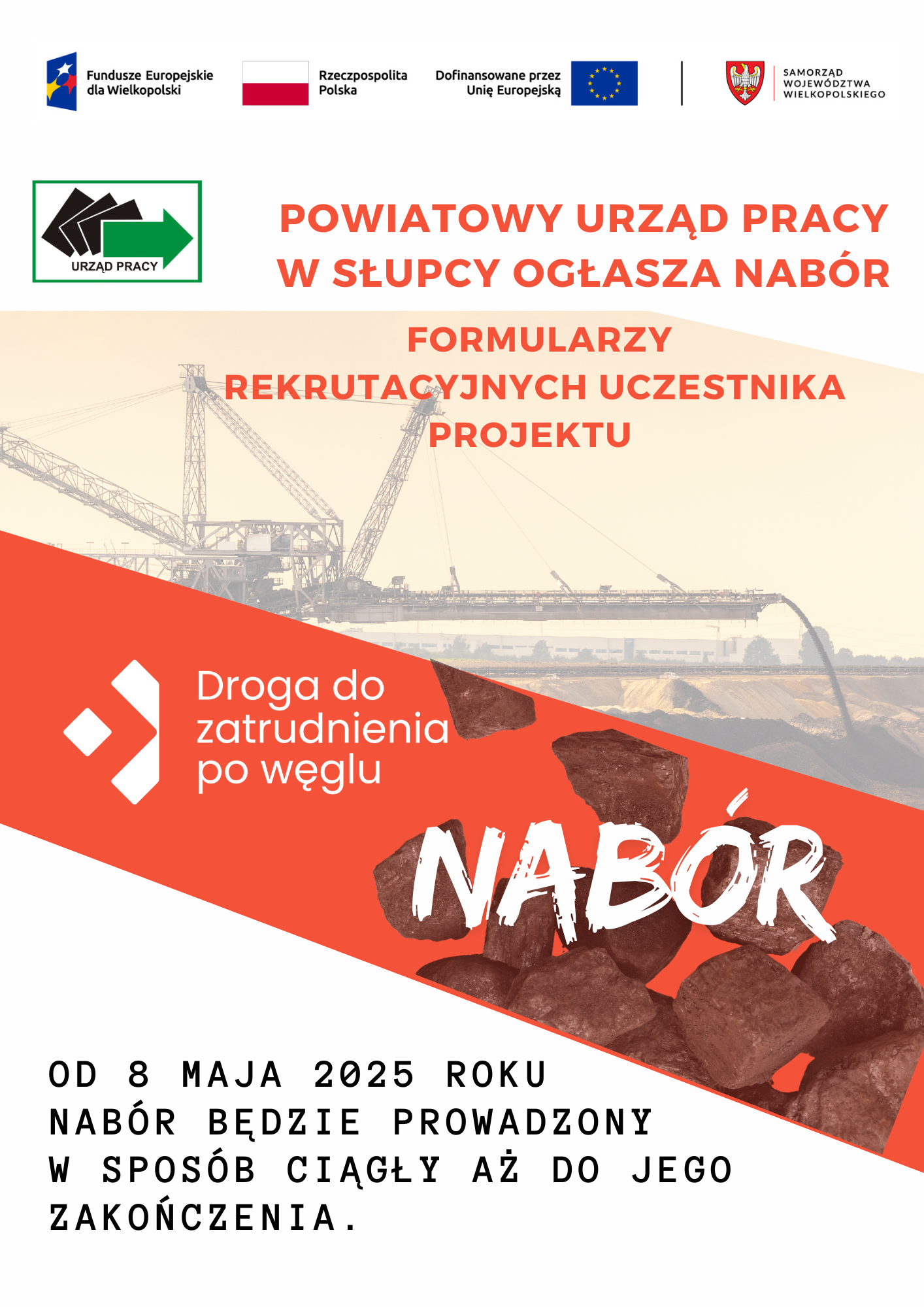 Zdjęcie artykułu Nabór od 8 maja 2025 r. „Formularzy rekrutacyjnych Uczestnika Projektu" w ramach projektu Droga do zatrudnienia po węglu