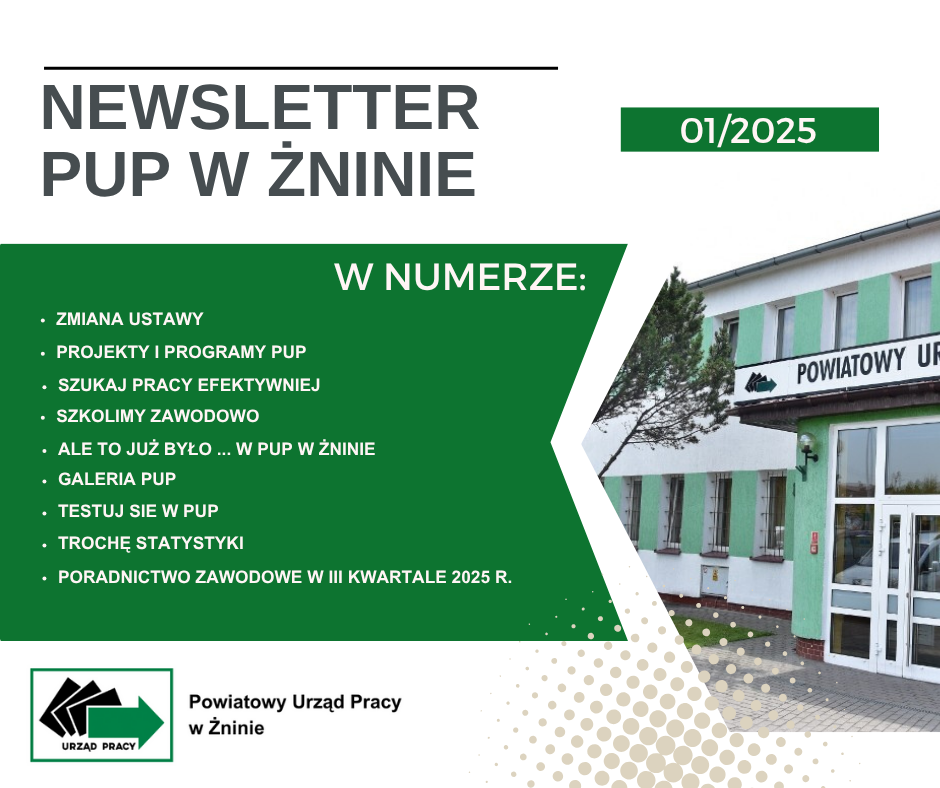 plakat Newsletter. Informacja nt. tego co zawiera i zdjęcie urzędu.