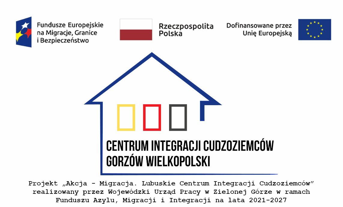 baner zawierający nazwę Centrum Integracji Cudzoziemców w języku polskim oraz tytuł projektu